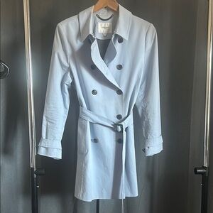 L.K. Bennett Light Blue Trench Coat size 12